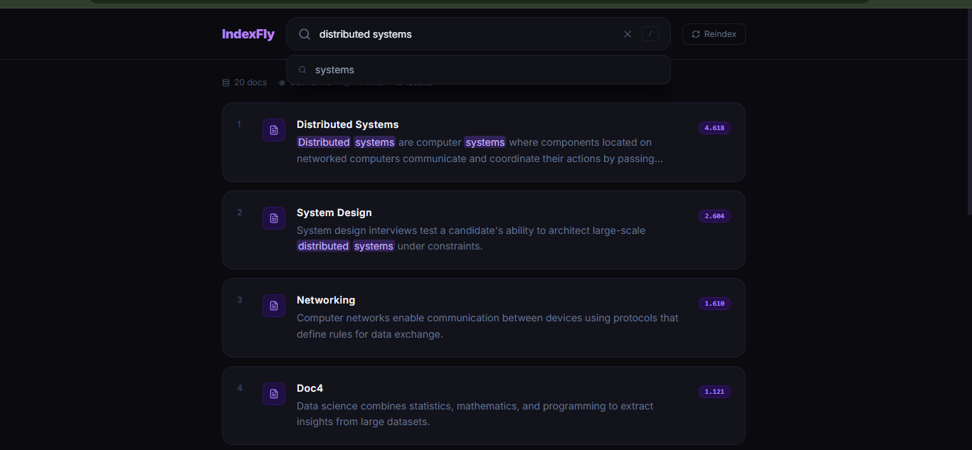 IndexFly screenshot